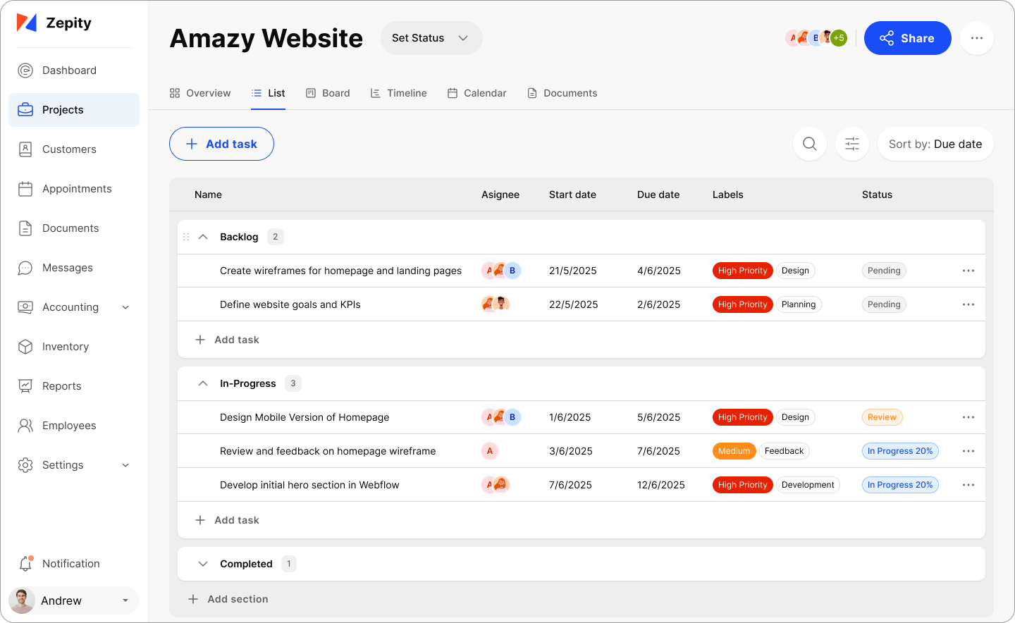 Project Management UI